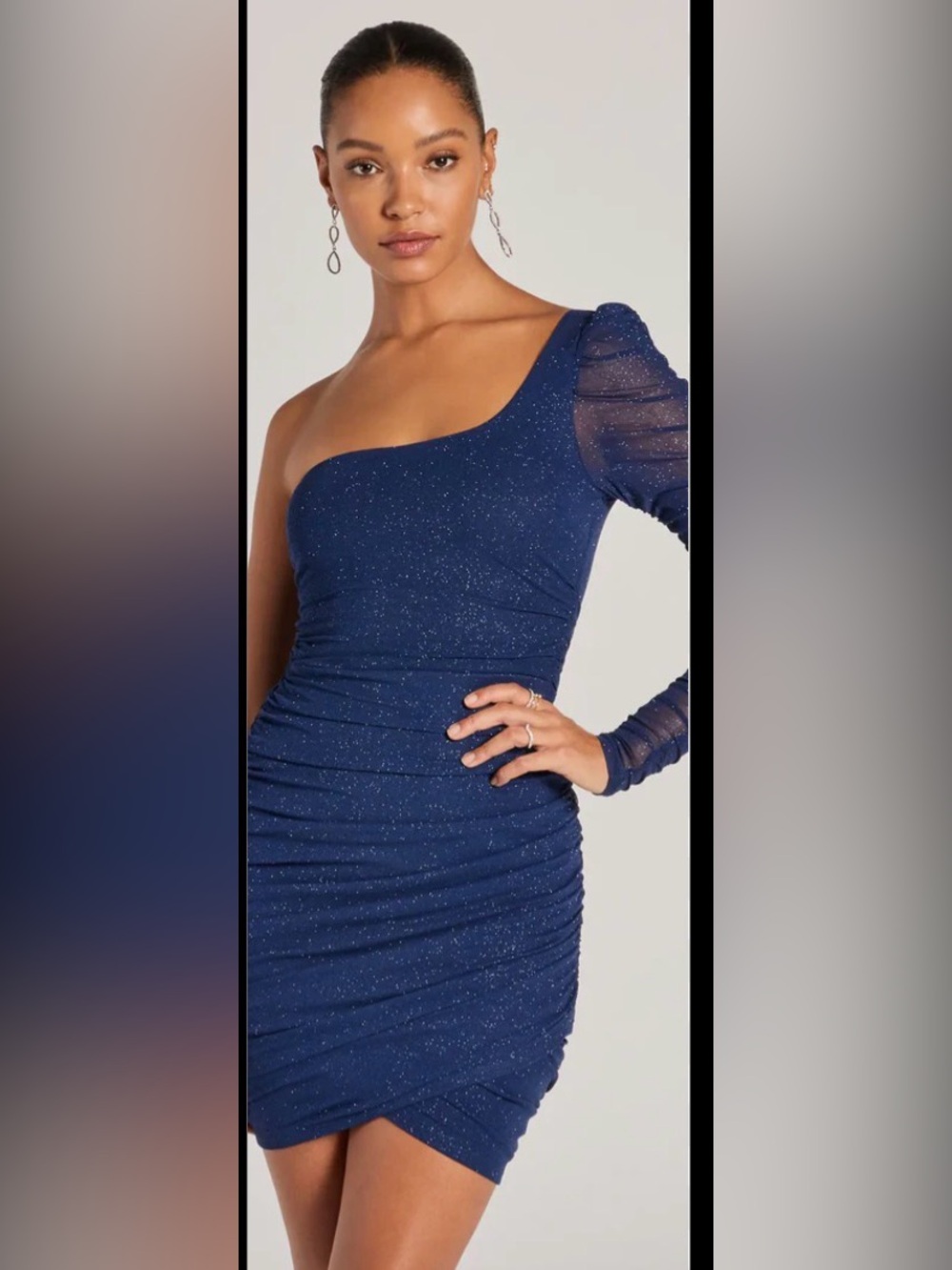 Windsor One Shoulder Navy Dress